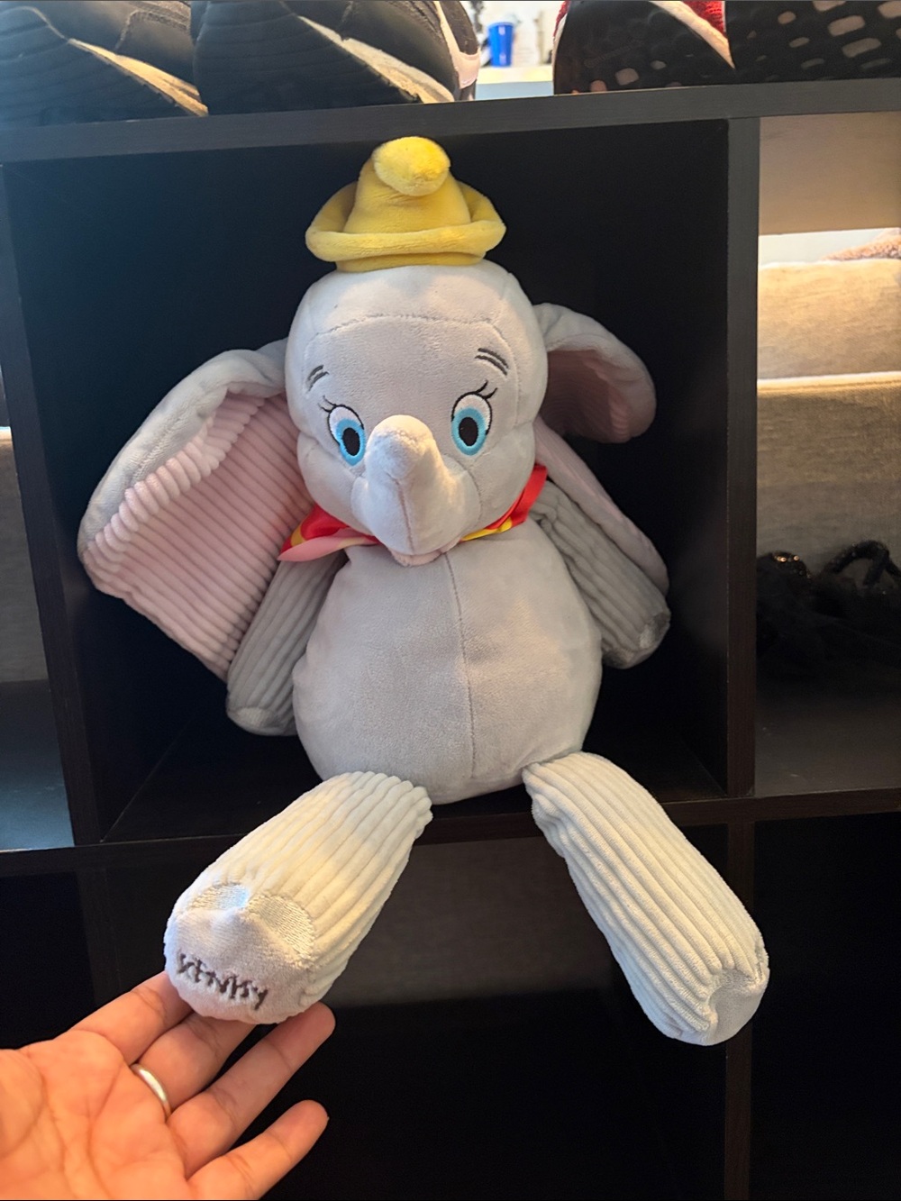 Scentsy Disney Dumbo Plush - Light Gray with Yellow Hat and Pink Ears